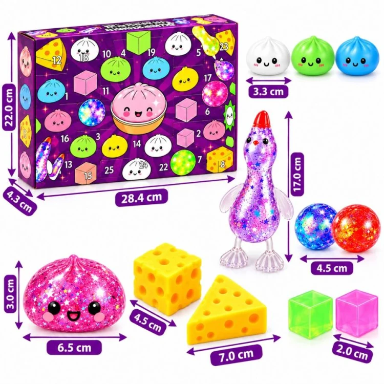 KALENDARZ ADWENTOWY SQUISHY GNIOTKI 24 DNI ANTYSTRESOWE ŚWIĄTECZNY PREZENT