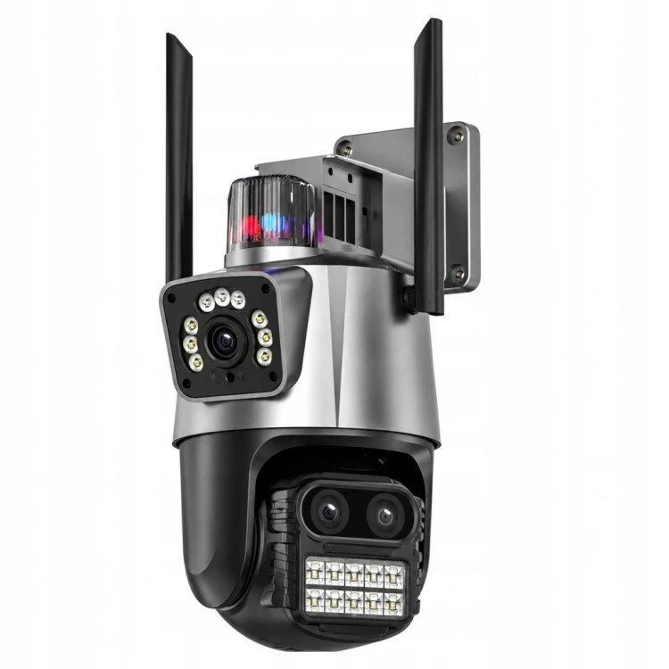 Kamera Podwójna Wifi Zewnętrzna Wewnętrzna Obrotowa Smart Detekcja Alarm IP