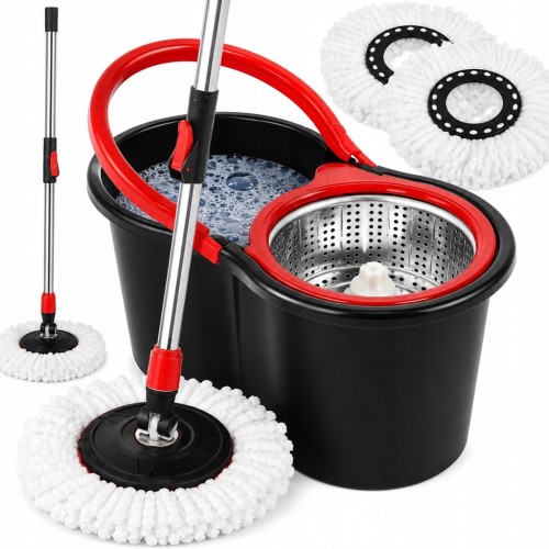 Mop Obrotowy Rotacyjny z Wiadrem 14L 2 Wkłady Mikrofibra Wirnik Metalowy