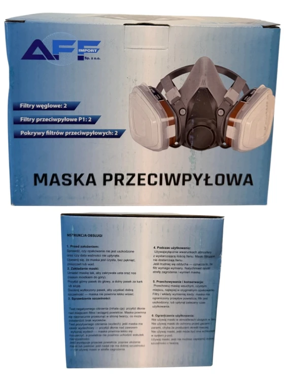 MASKA PRZECIWPYŁOWA LAKIERNICZA PÓŁMASKA KOMPLET ZESTAW Z FILTRAMI