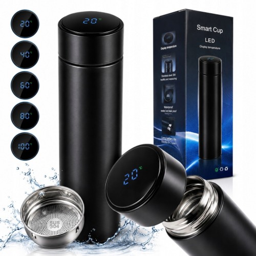 KUBEK TERMICZNY TERMOS DO KAWY 450ML WYŚWIETLACZ LCD SZCZELNY