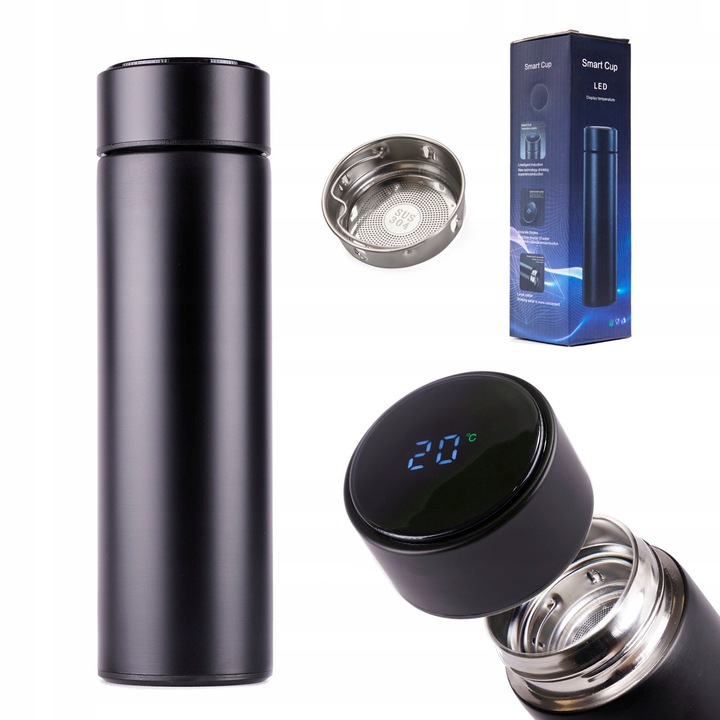KUBEK TERMICZNY TERMOS DO KAWY 450ML WYŚWIETLACZ LCD SZCZELNY