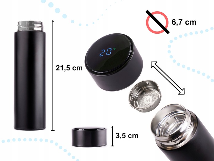 KUBEK TERMICZNY TERMOS DO KAWY 450ML WYŚWIETLACZ LCD SZCZELNY