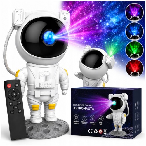 PROJEKTOR GWIAZD ASTRONAUTA Dla Dzieci Lampka Nocna Rzutnik Led Laserowy