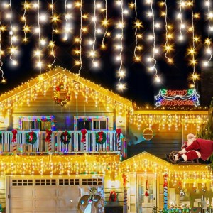 SOPLE 500 LED KURTYNA ŚWIETLNA LAMPKI ZEWNĘTRZNE FLASH Białe Ciepłe 25 M
