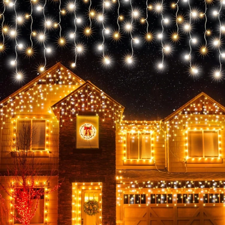 SOPLE 500 LED KURTYNA ŚWIETLNA LAMPKI ZEWNĘTRZNE FLASH Białe Ciepłe 25 M