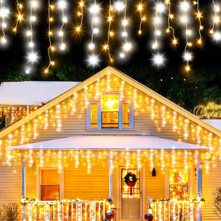 SOPLE 500 LED KURTYNA ŚWIETLNA LAMPKI ZEWNĘTRZNE FLASH Białe Ciepłe 25 M