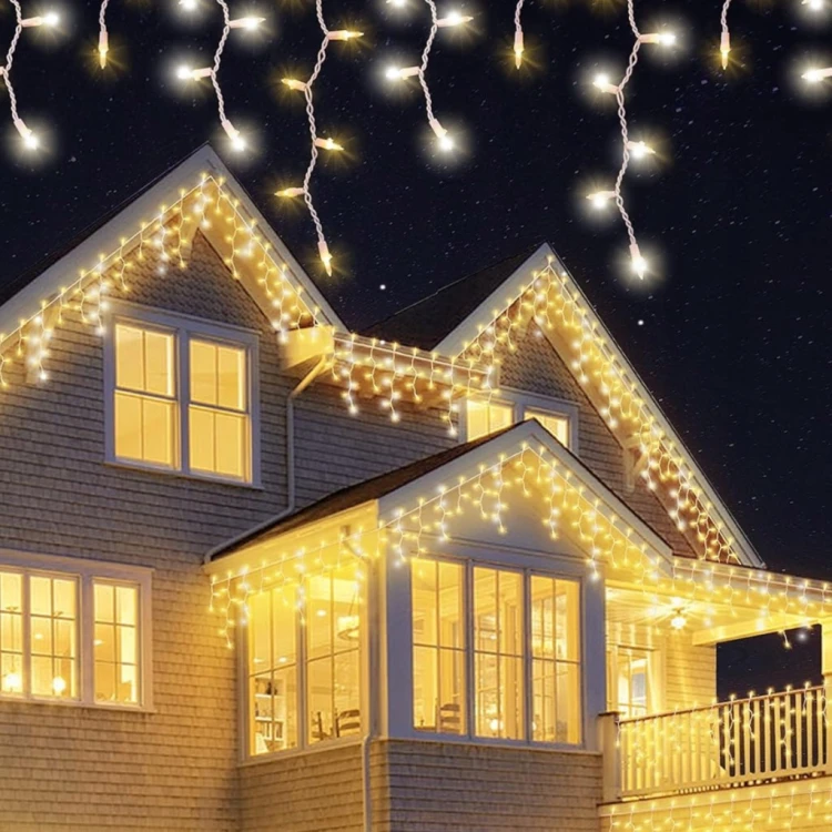 SOPLE 500 LED KURTYNA ŚWIETLNA LAMPKI ZEWNĘTRZNE FLASH Białe Ciepłe 25 M