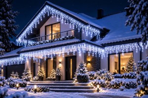 SOPLE 500 LED KURTYNA ŚWIETLNA LAMPKI ZEWNĘTRZNE IP44 FLASH Białe Zimne 25M