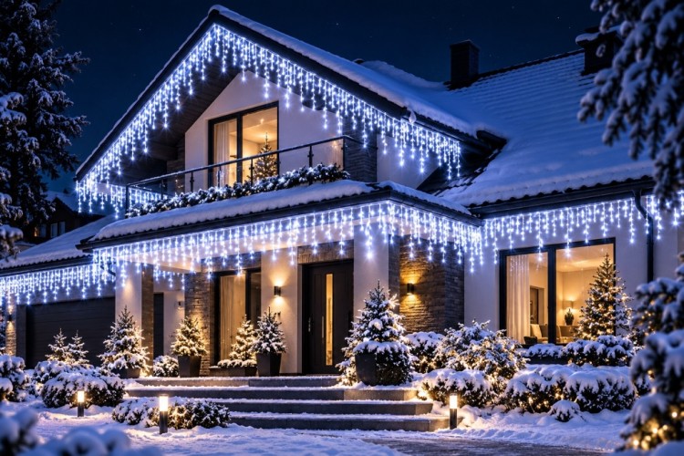 SOPLE 500 LED KURTYNA ŚWIETLNA LAMPKI ZEWNĘTRZNE IP44 FLASH Białe Zimne 25M