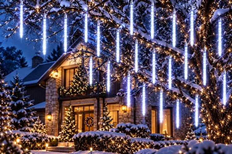 LAMPKI ZEWNĘTRZNE SOPLE LED 480 50 CM x 10 PADAJĄCY ŚNIEG METEORY KURTYNA