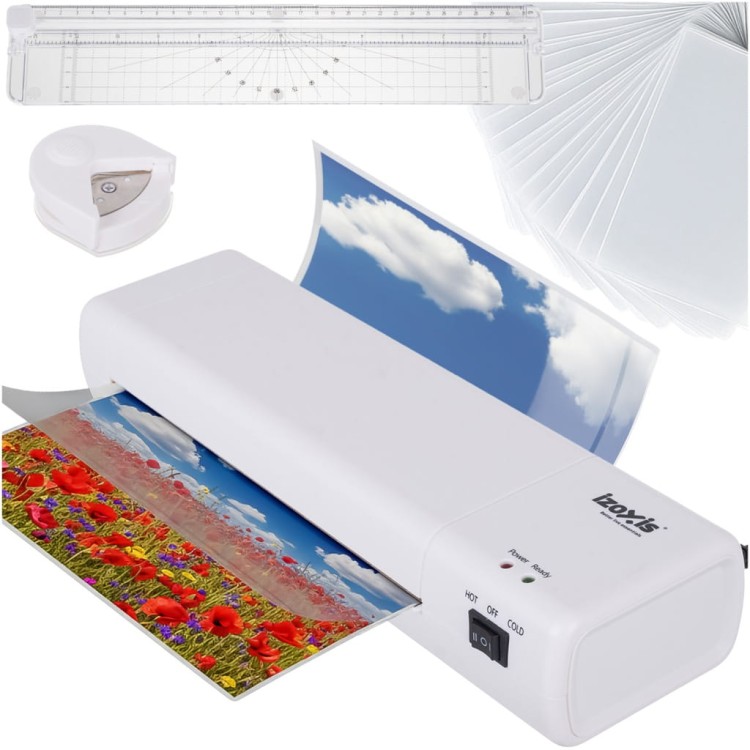 Laminator A4 IZOXIS 4w1 Zestaw Biurowy Trymer Zaokrąglacz + 60 Folii