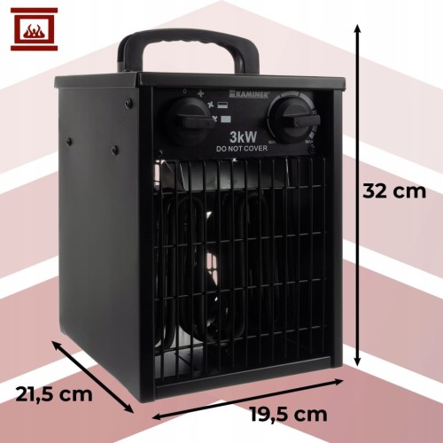 Nagrzewnica Elektryczna 3000W Kaminer Farelka Grzejnik z Termostatem Mocna
