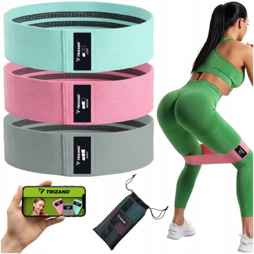 Gumy Materiałowe do Ćwiczeń Trizand 3 szt 8–31 kg z Planem Treningowym QR