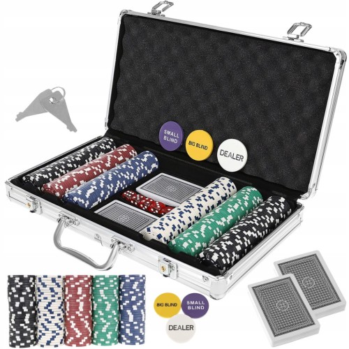 Poker Malatec zestaw 300 żetonów w walizce