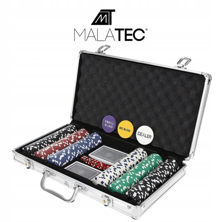 Poker Malatec zestaw 300 żetonów w walizce