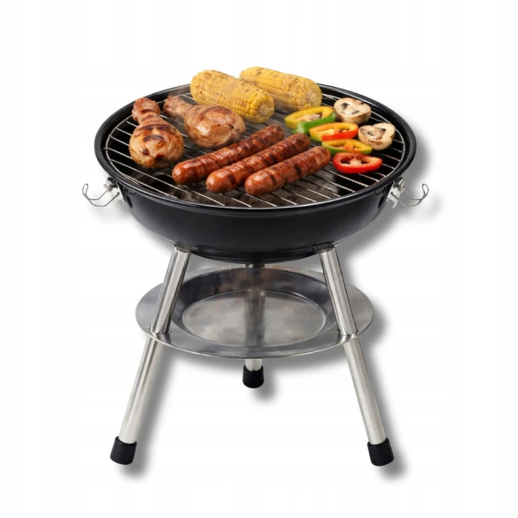 GRILL OGRODOWY WĘGLOWY ZAMYKANY POKRYWA PRZENOŚNY TURYSTYCZNY 34 CM
