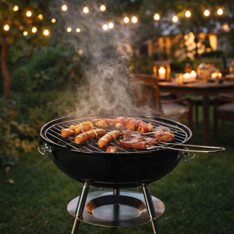 GRILL OGRODOWY WĘGLOWY ZAMYKANY POKRYWA PRZENOŚNY TURYSTYCZNY 34 CM